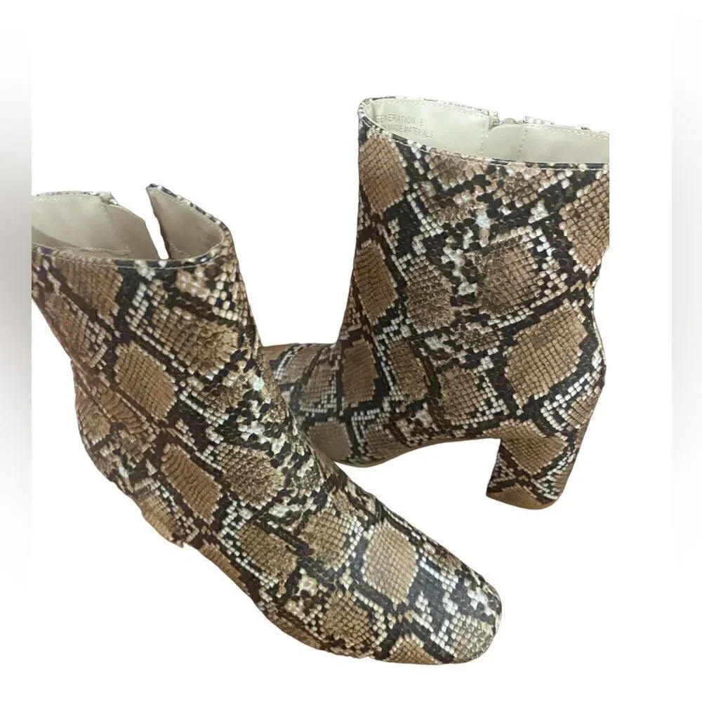 NWOB Lulu’s My Generation Tan Snake High Heel Mid-Calf Boots *SIZE: 8‎